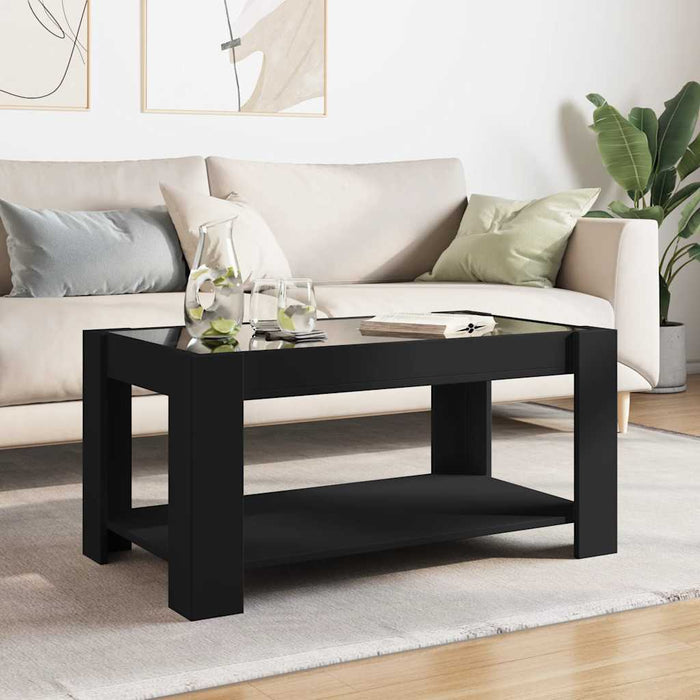 Măsuță de cafea cu LED, negru, 93x53x45 cm, lemn prelucrat - WALTI WALTI