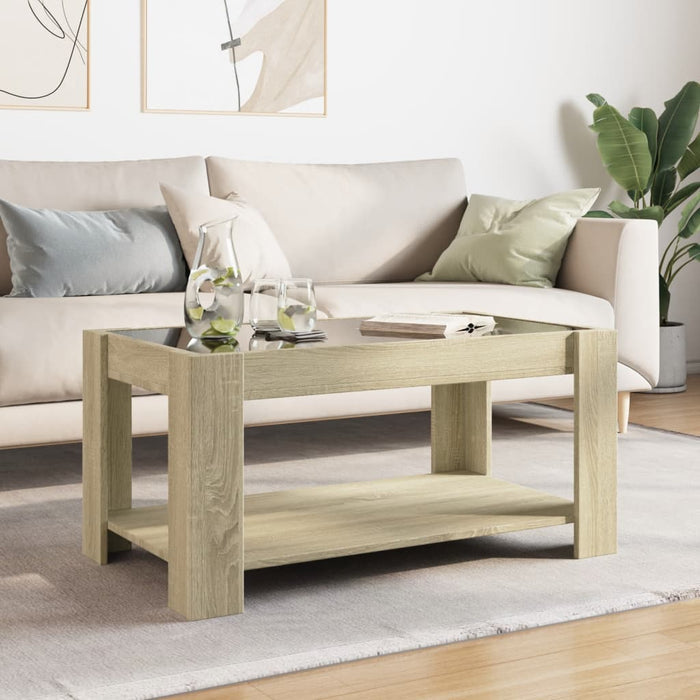 Măsuță de cafea cu LED stejar sonoma 93x53x45 cm lemn prelucrat - WALTI WALTI
