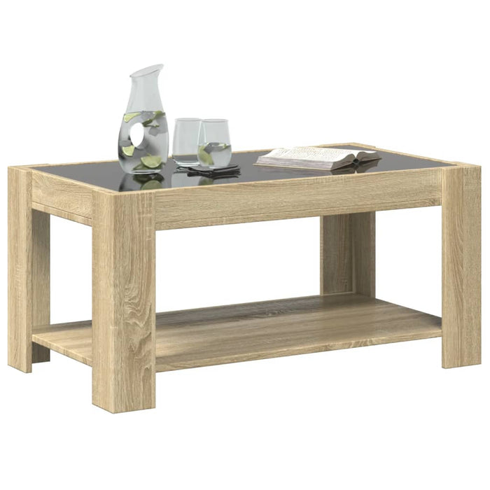 Măsuță de cafea cu LED stejar sonoma 93x53x45 cm lemn prelucrat - WALTI WALTI