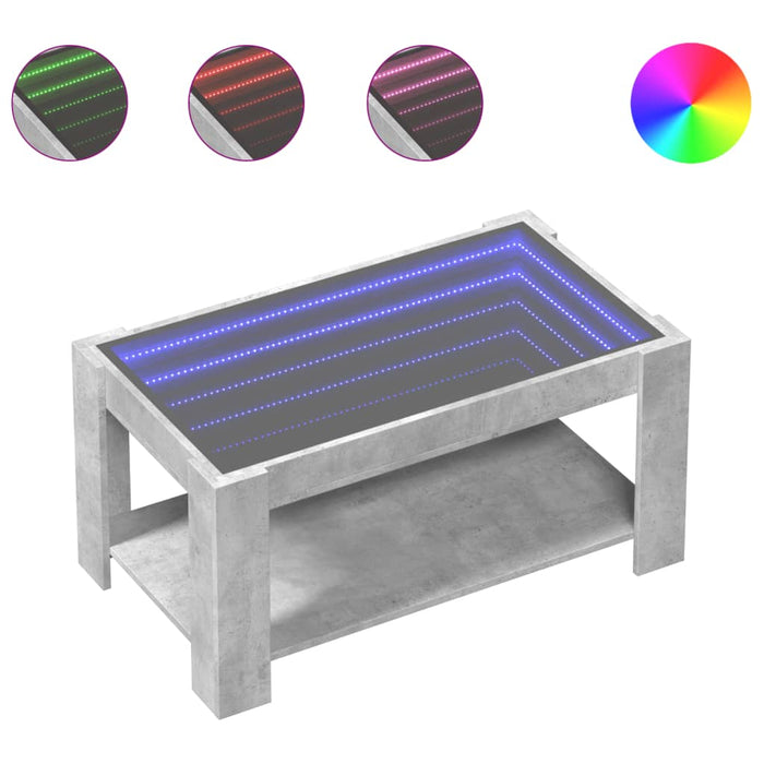 Măsuță de cafea cu LED, gri beton, 93x53x45 cm, lemn prelucrat - WALTI WALTI