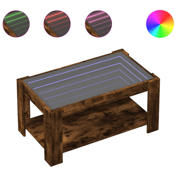 Măsuță de cafea cu LED stejar fumuriu 93x53x45cm lemn prelucrat - WALTI WALTI