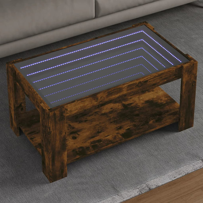 Măsuță de cafea cu LED stejar fumuriu 93x53x45cm lemn prelucrat - WALTI WALTI