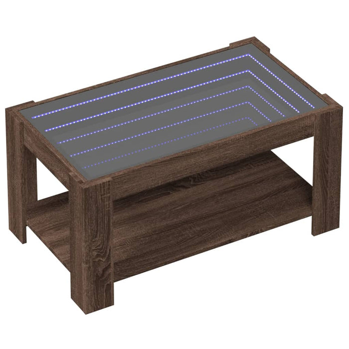 Măsuță de cafea cu LED stejar maro 93x53x45 cm lemn prelucrat - WALTI WALTI