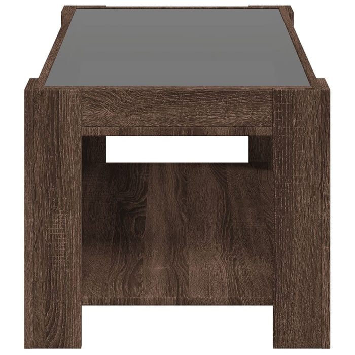 Măsuță de cafea cu LED stejar maro 93x53x45 cm lemn prelucrat - WALTI WALTI