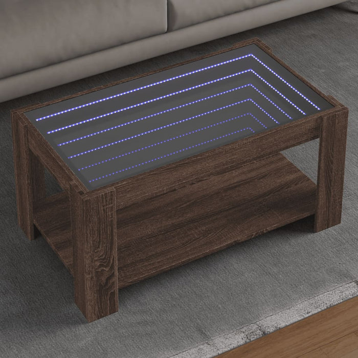 Măsuță de cafea cu LED stejar maro 93x53x45 cm lemn prelucrat - WALTI WALTI