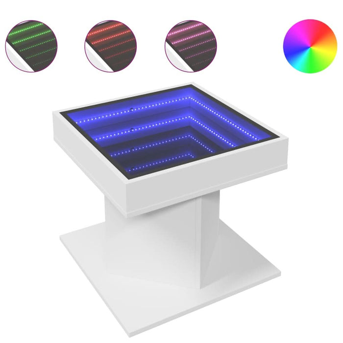 Măsuță de cafea cu LED, alb, 50x50x45 cm, lemn prelucrat - WALTI WALTI