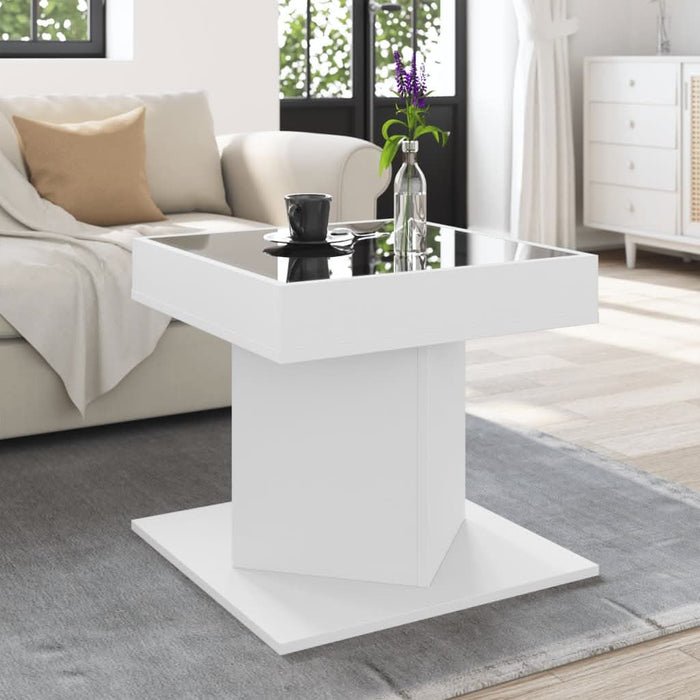 Măsuță de cafea cu LED, alb, 50x50x45 cm, lemn prelucrat - WALTI WALTI