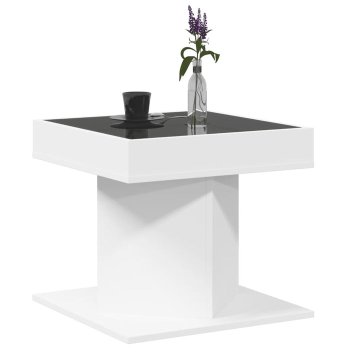 Măsuță de cafea cu LED, alb, 50x50x45 cm, lemn prelucrat - WALTI WALTI