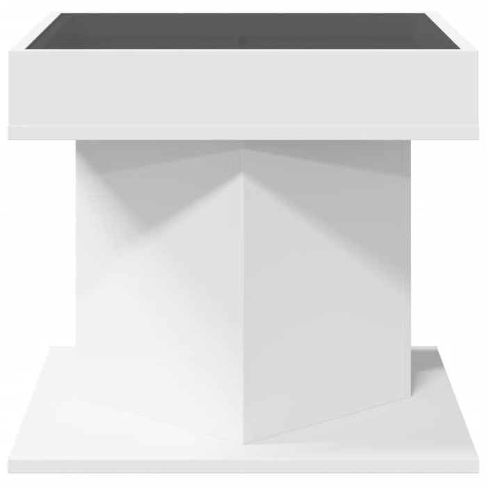 Măsuță de cafea cu LED, alb, 50x50x45 cm, lemn prelucrat - WALTI WALTI