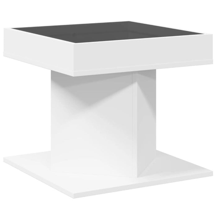 Măsuță de cafea cu LED, alb, 50x50x45 cm, lemn prelucrat - WALTI WALTI
