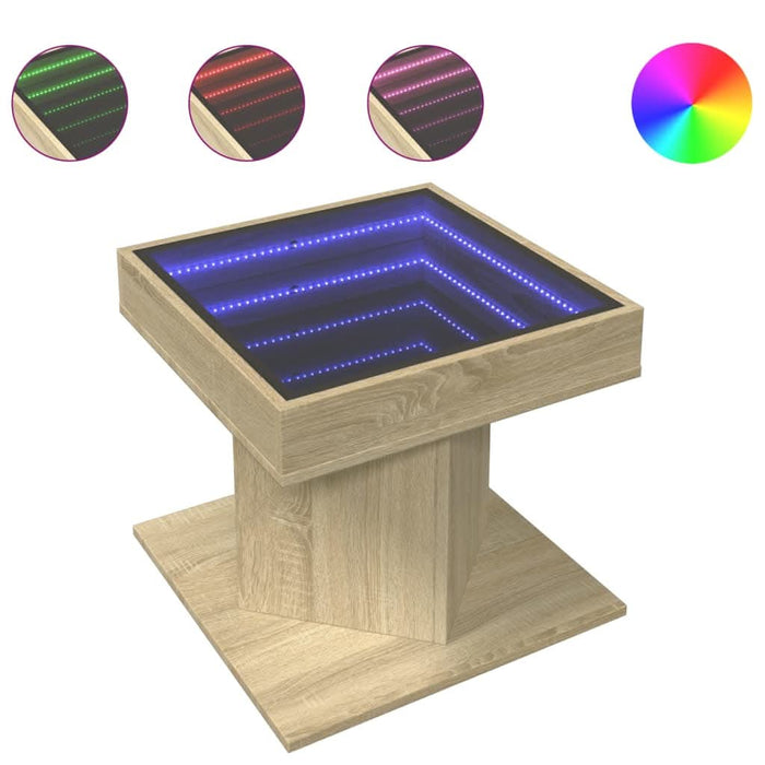 Măsuță de cafea cu LED stejar sonoma 50x50x45 cm lemn prelucrat - WALTI WALTI