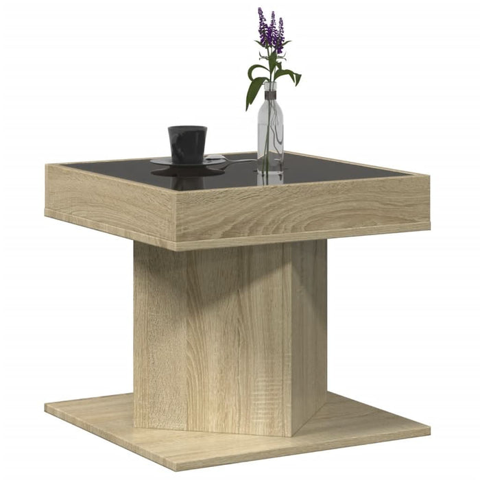 Măsuță de cafea cu LED stejar sonoma 50x50x45 cm lemn prelucrat - WALTI WALTI