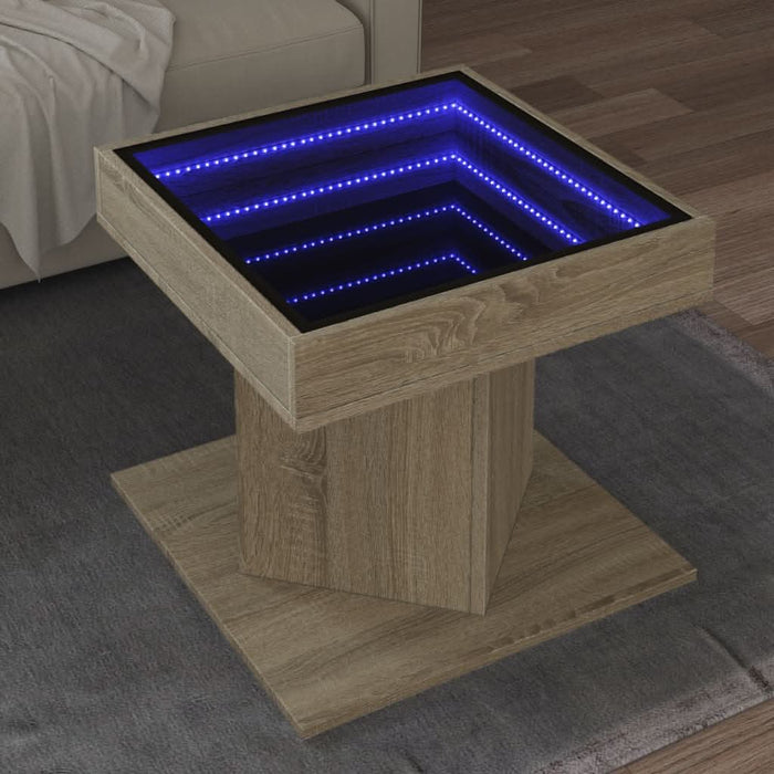 Măsuță de cafea cu LED stejar sonoma 50x50x45 cm lemn prelucrat - WALTI WALTI