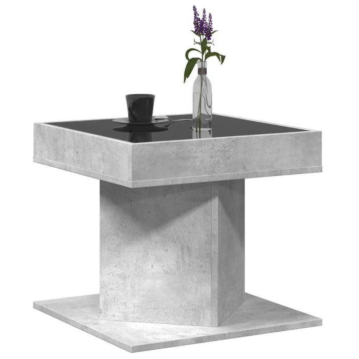 Măsuță de cafea cu LED, gri beton, 50x50x45 cm, lemn prelucrat - WALTI WALTI