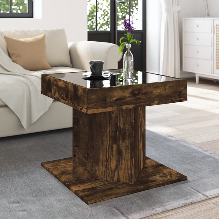 Măsuță de cafea cu LED stejar fumuriu 50x50x45cm lemn prelucrat - WALTI WALTI