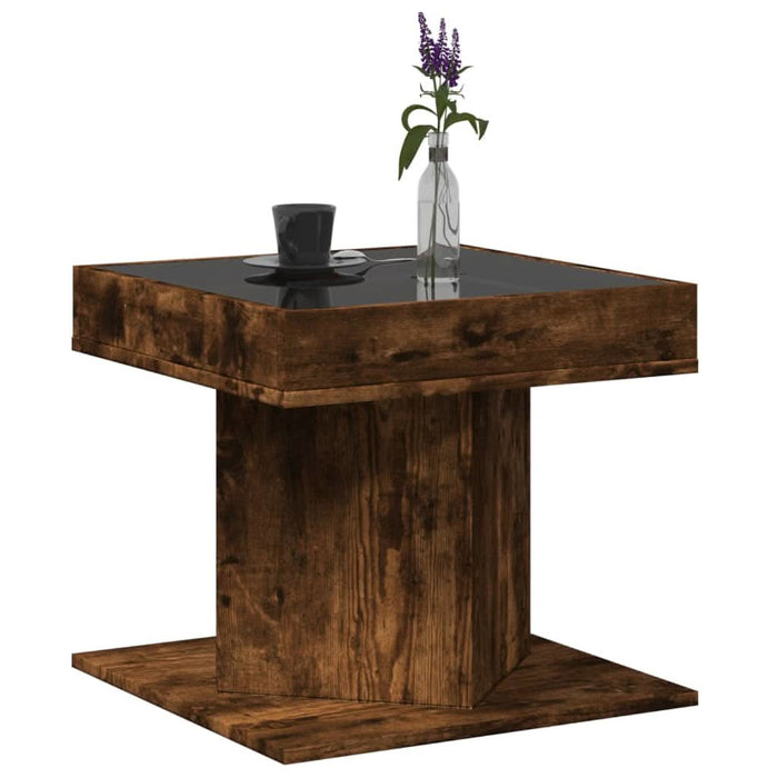 Măsuță de cafea cu LED stejar fumuriu 50x50x45cm lemn prelucrat - WALTI WALTI