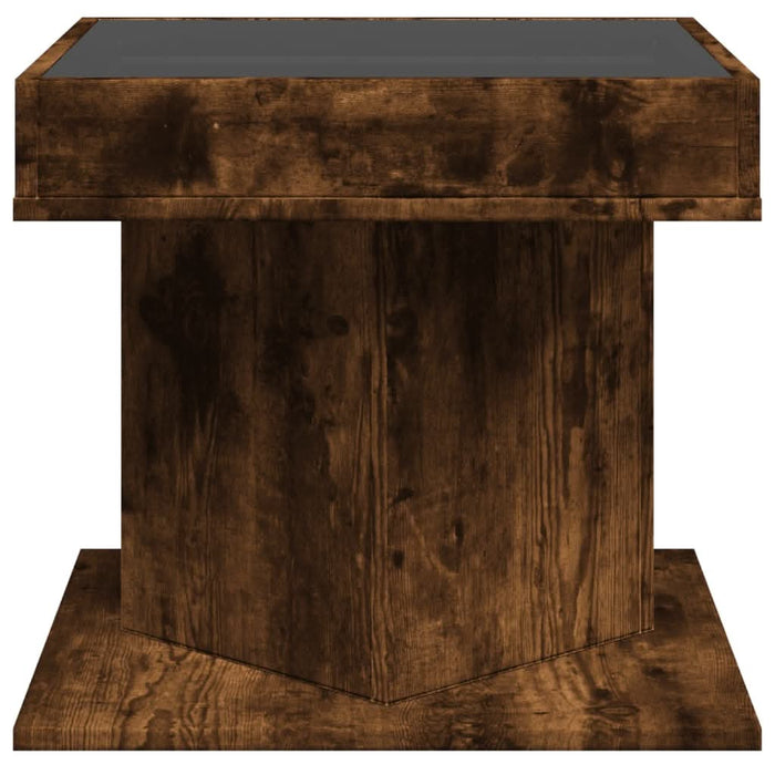 Măsuță de cafea cu LED stejar fumuriu 50x50x45cm lemn prelucrat - WALTI WALTI
