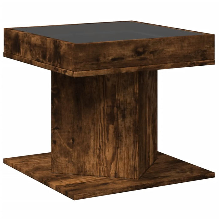 Măsuță de cafea cu LED stejar fumuriu 50x50x45cm lemn prelucrat - WALTI WALTI
