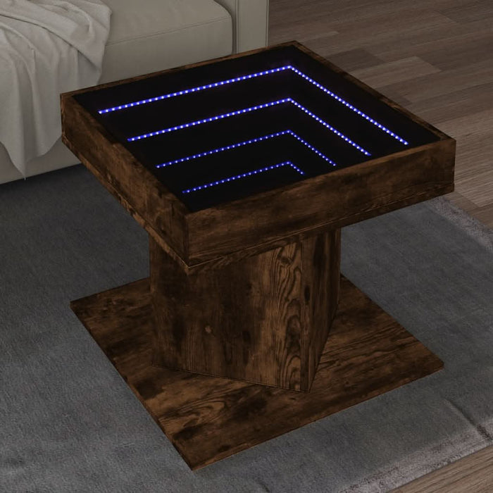 Măsuță de cafea cu LED stejar fumuriu 50x50x45cm lemn prelucrat - WALTI WALTI