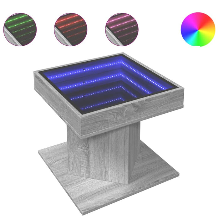 Măsuță de cafea cu LED sonoma gri 50x50x45cm lemn prelucrat - WALTI WALTI