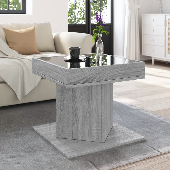 Măsuță de cafea cu LED sonoma gri 50x50x45cm lemn prelucrat - WALTI WALTI