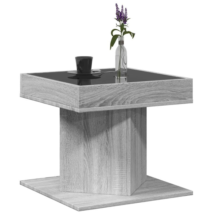 Măsuță de cafea cu LED sonoma gri 50x50x45cm lemn prelucrat - WALTI WALTI