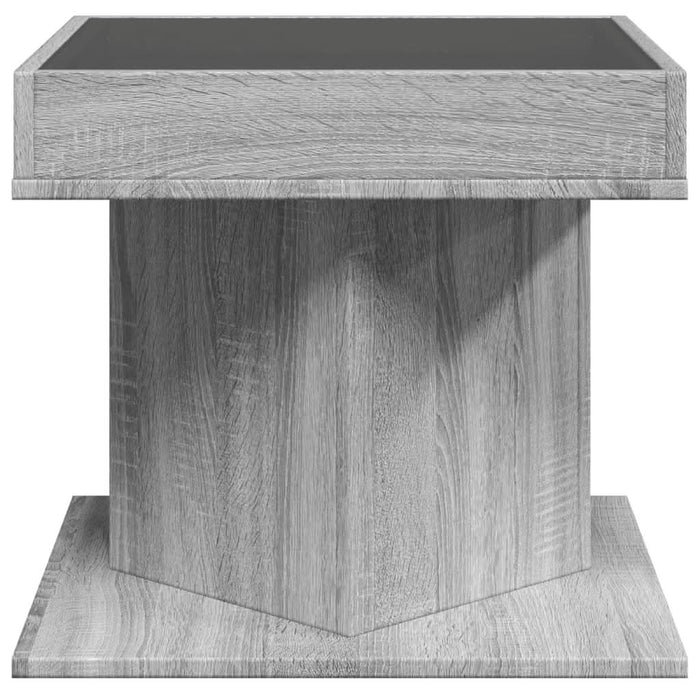 Măsuță de cafea cu LED sonoma gri 50x50x45cm lemn prelucrat - WALTI WALTI