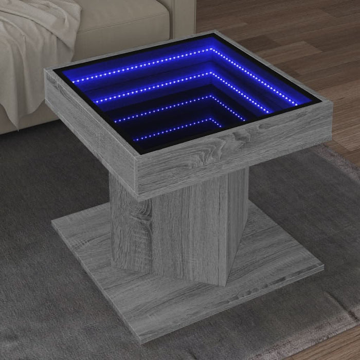 Măsuță de cafea cu LED sonoma gri 50x50x45cm lemn prelucrat - WALTI WALTI
