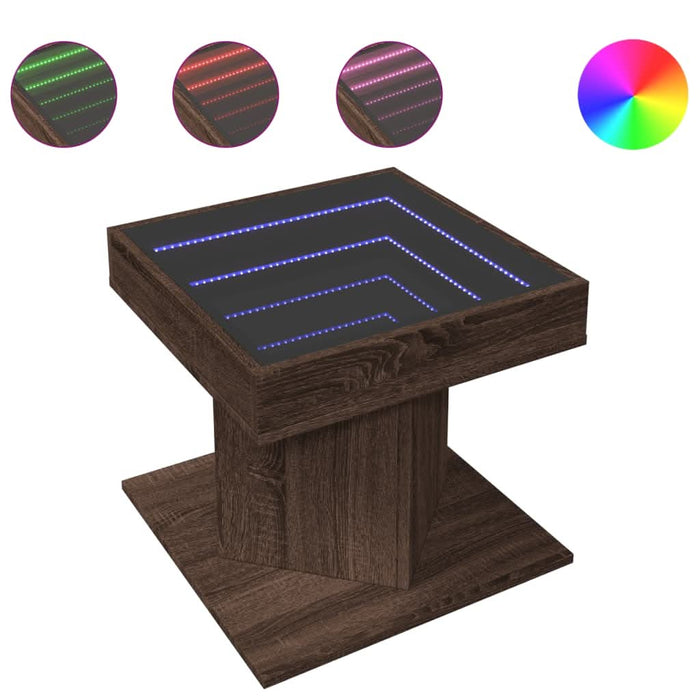 Măsuță de cafea cu LED stejar maro 50x50x45 cm lemn prelucrat - WALTI WALTI