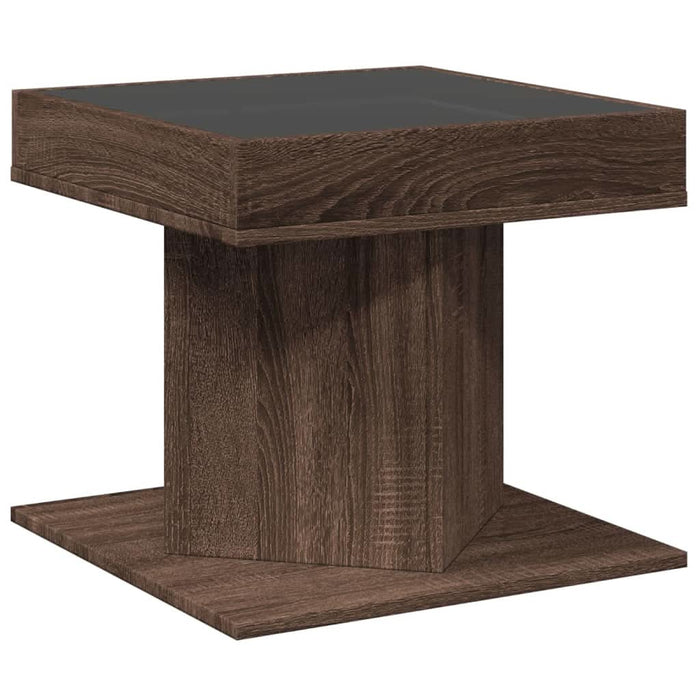 Măsuță de cafea cu LED stejar maro 50x50x45 cm lemn prelucrat - WALTI WALTI
