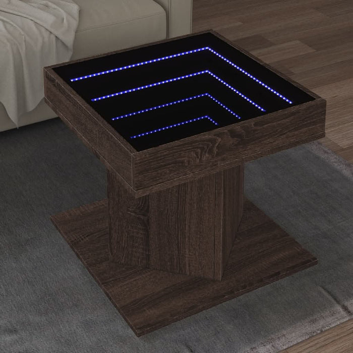 Măsuță de cafea cu LED stejar maro 50x50x45 cm lemn prelucrat - WALTI WALTI