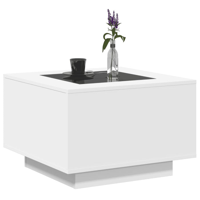 Măsuță de cafea cu LED, alb, 60x60x40 cm, lemn prelucrat - WALTI WALTI