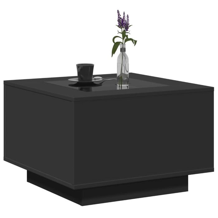 Măsuță de cafea cu LED, negru, 60x60x40 cm, lemn prelucrat WALTI