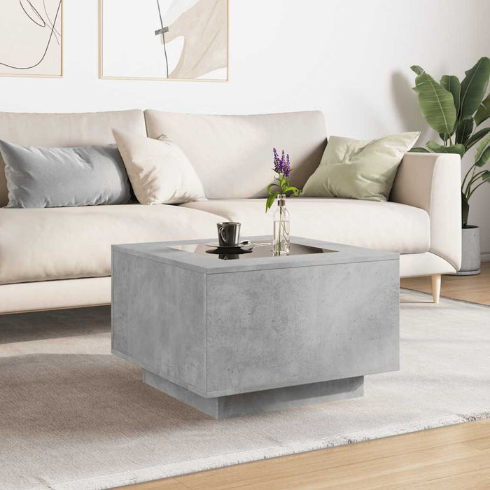 Măsuță de cafea cu LED, gri beton, 60x60x40 cm, lemn prelucrat - WALTI WALTI
