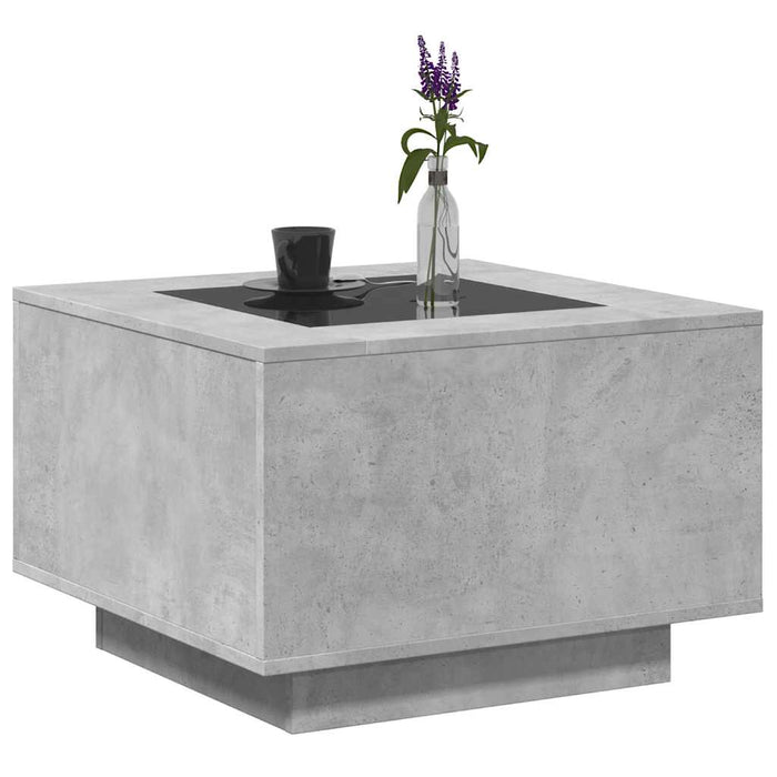 Măsuță de cafea cu LED, gri beton, 60x60x40 cm, lemn prelucrat - WALTI WALTI