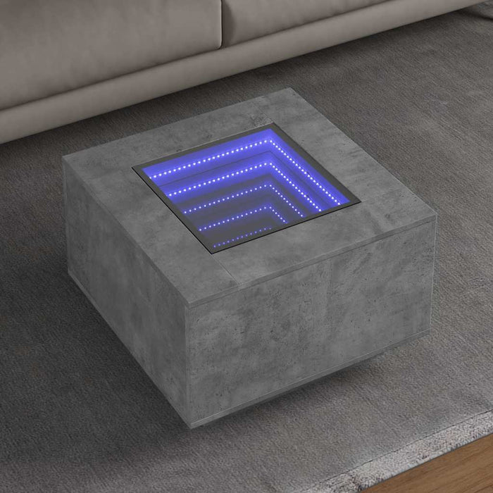 Măsuță de cafea cu LED, gri beton, 60x60x40 cm, lemn prelucrat - WALTI WALTI