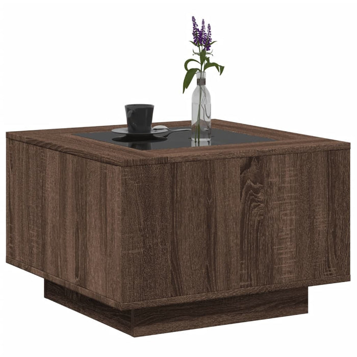 Măsuță de cafea cu LED stejar maro 60x60x40 cm lemn prelucrat - WALTI WALTI