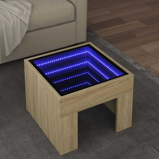Măsuță de cafea cu LED infinity, stejar sonoma, 40x40x30 cm - WALTI WALTI