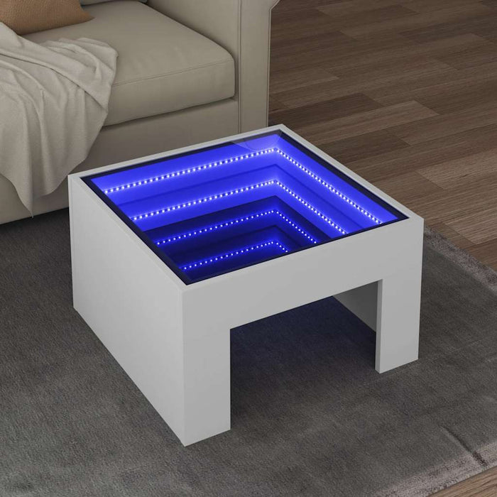 Măsuță de cafea cu LED infinity, alb, 50x50x30 cm WALTI