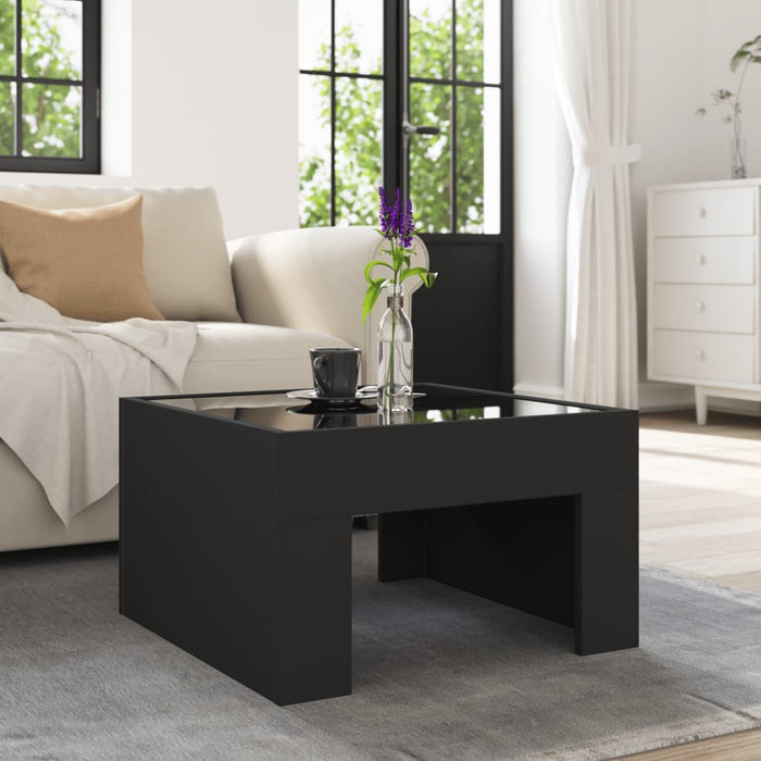 Măsuță de cafea cu LED infinity, negru, 50x50x30 cm WALTI