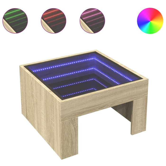 Măsuță de cafea cu LED infinity, stejar sonoma, 50x50x30 cm - WALTI WALTI
