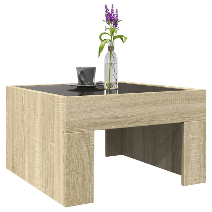 Măsuță de cafea cu LED infinity, stejar sonoma, 50x50x30 cm - WALTI WALTI