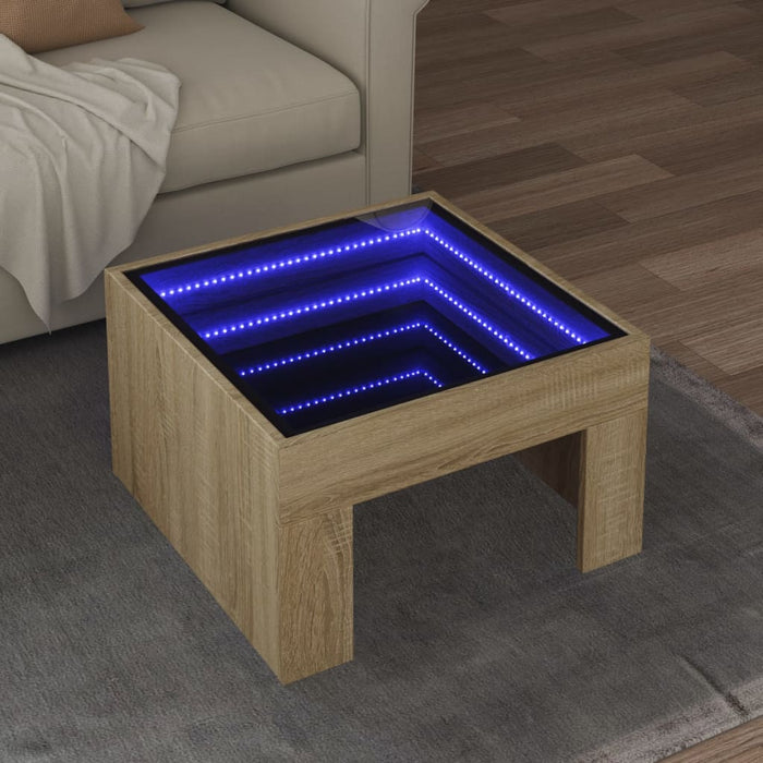 Măsuță de cafea cu LED infinity, stejar sonoma, 50x50x30 cm - WALTI WALTI