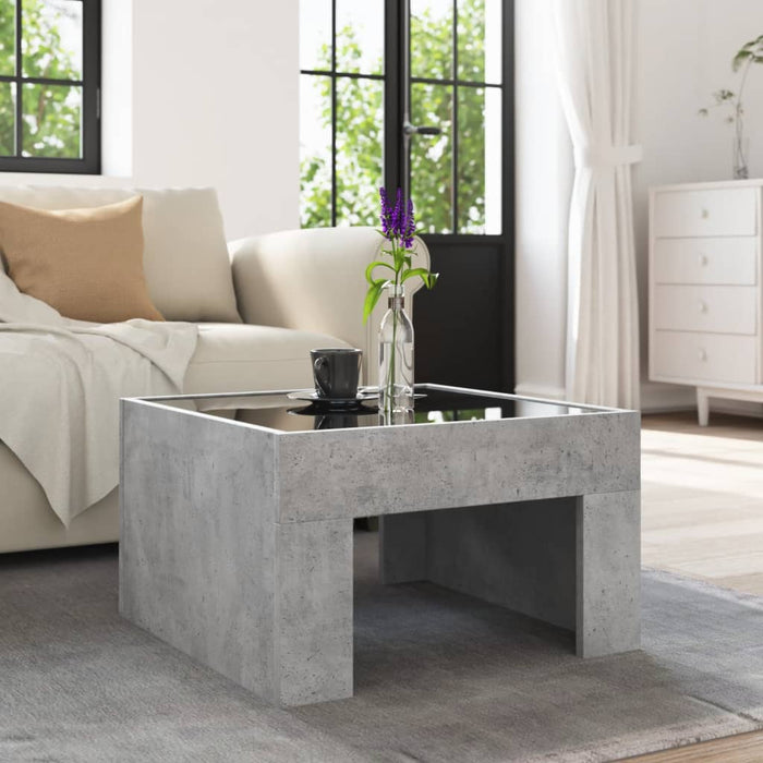 Măsuță de cafea cu LED infinity, gri beton, 50x50x30 cm WALTI