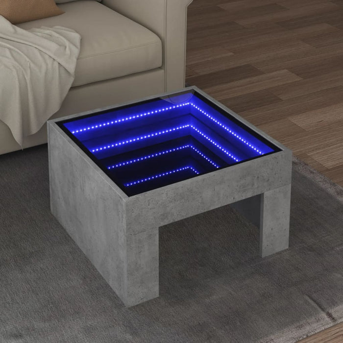 Măsuță de cafea cu LED infinity, gri beton, 50x50x30 cm WALTI