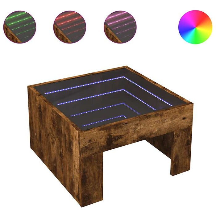 Măsuță de cafea cu LED infinity, stejar fumuriu, 50x50x30 cm - WALTI WALTI