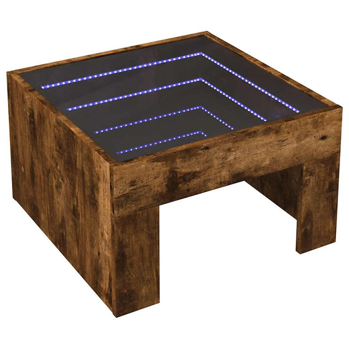 Măsuță de cafea cu LED infinity, stejar fumuriu, 50x50x30 cm - WALTI WALTI