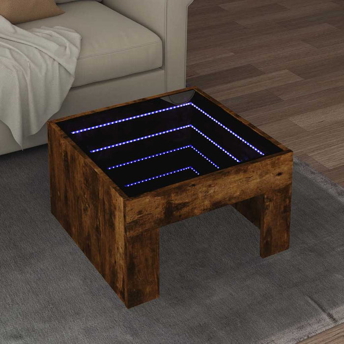 Măsuță de cafea cu LED infinity, stejar fumuriu, 50x50x30 cm - WALTI WALTI