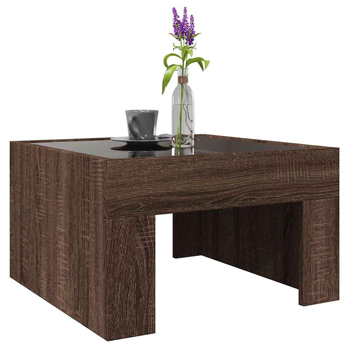 Măsuță de cafea cu LED infinity, stejar maro, 50x50x30 cm - WALTI WALTI