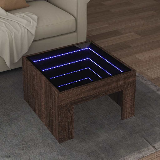 Măsuță de cafea cu LED infinity, stejar maro, 50x50x30 cm - WALTI WALTI